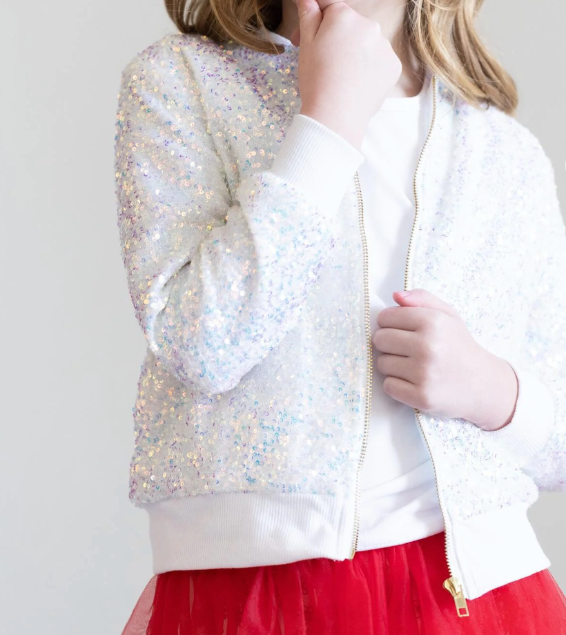 White sequin hotsell jacket for ladies