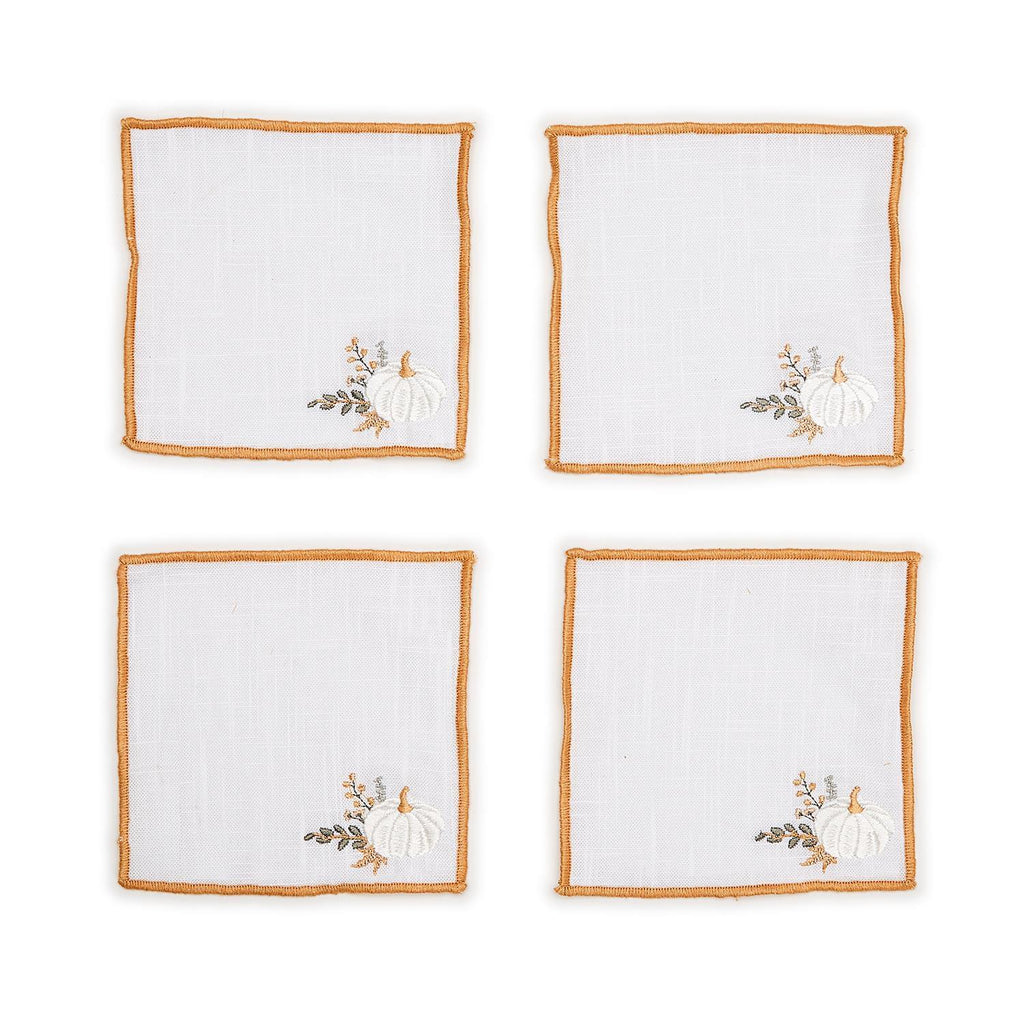 White Linen Cloth Scallop Napkins With Gold Trim for Table Decor 18''x18''  Size Set of 4, 6 or 8 Easter Decor 