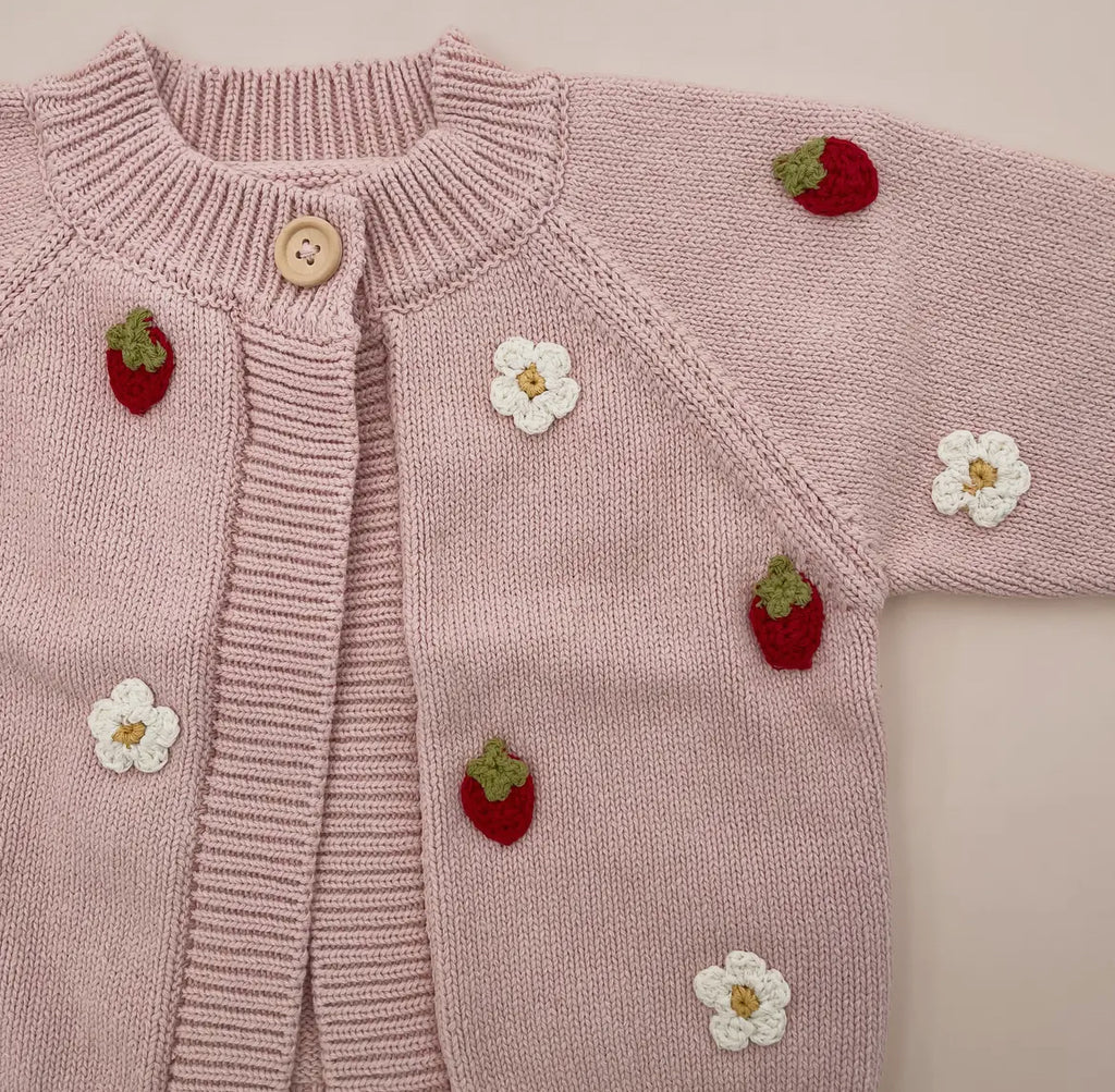 Popcorn Hand Knit Cardigan in Blush Pink from The Blueberry Hill – Blossom