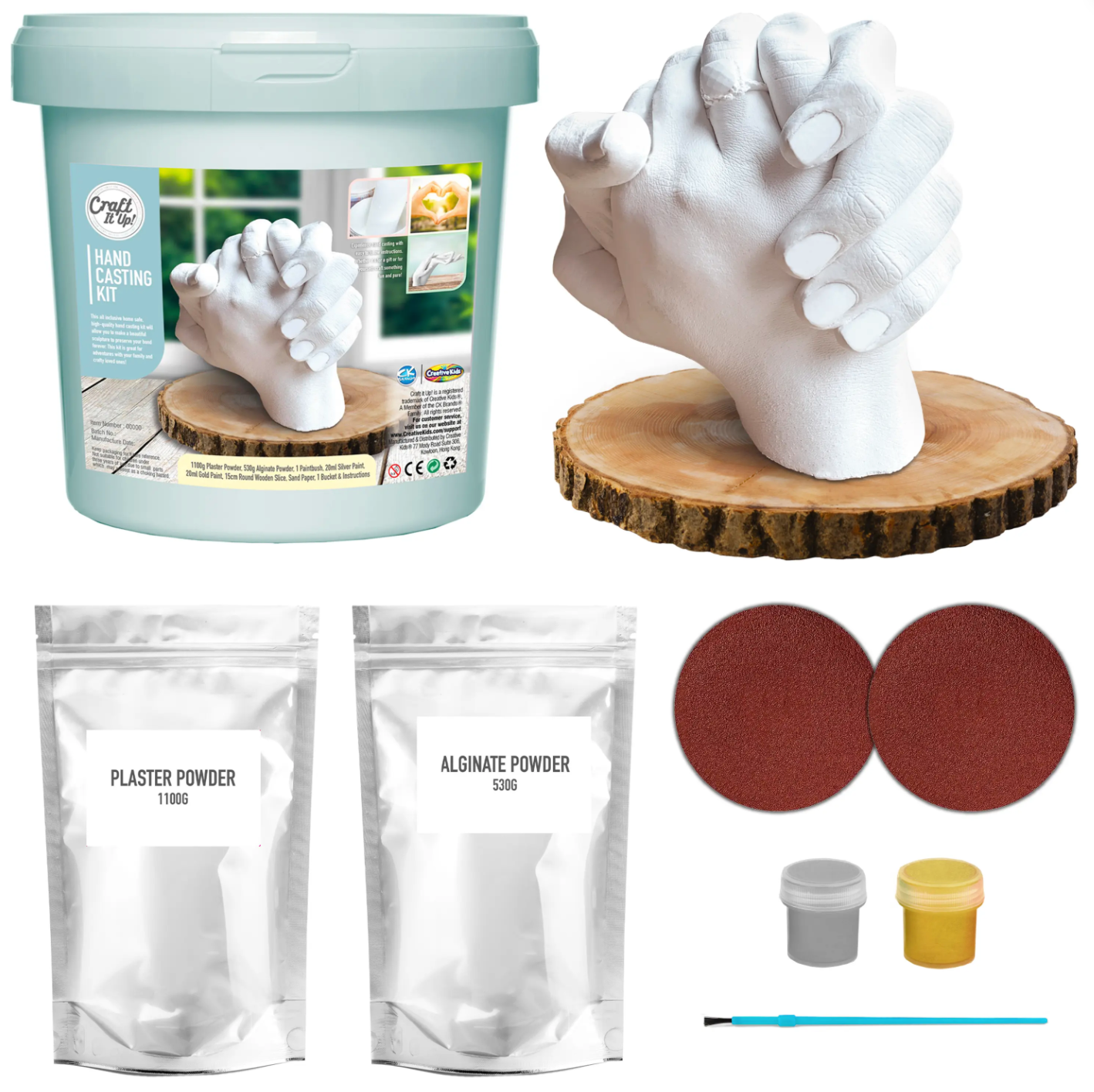 Falling in Art Hand Casting Kit Couples - Keepsake Plaster Hand Mold Kit  for Family, Kids, Adults with Large Bucket, Gloves, Powder Materials, Color