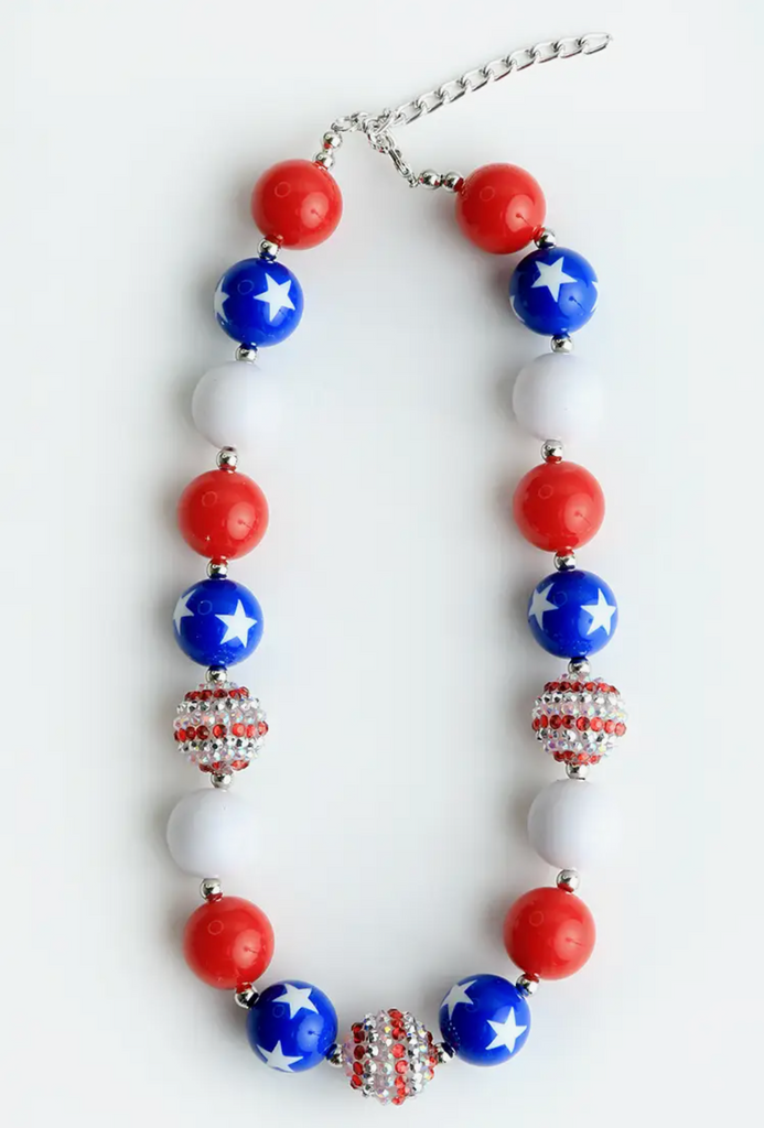 red, white & blue glass bead necklace | berdie boutique